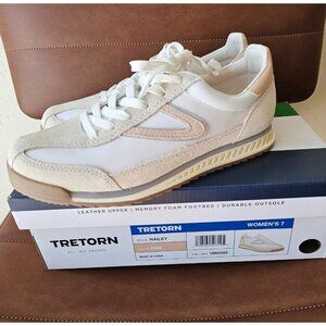Tretorn Womens Haley Sneakers Pink & White  Size 7  Leather Upper & Memory Foam